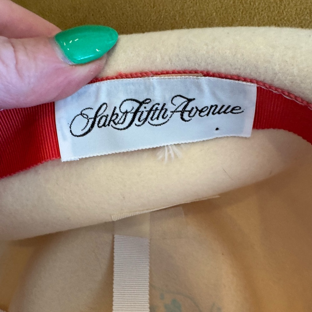 Saks 5th Avenue Cream Wool Fedora - Picture 10 of 11
